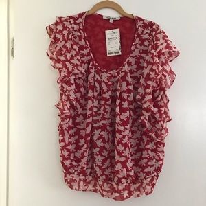 Red Short flutter sleeve